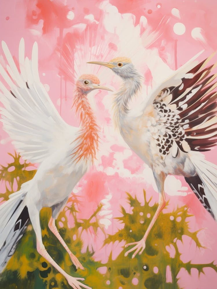 Pink Ethereal Bird Painting Roadrunner 2