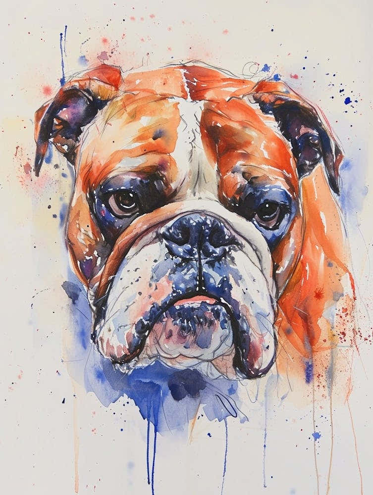 Bulldog Watercolor Painting 2