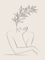 Woman With Olive Branch Line Drawing