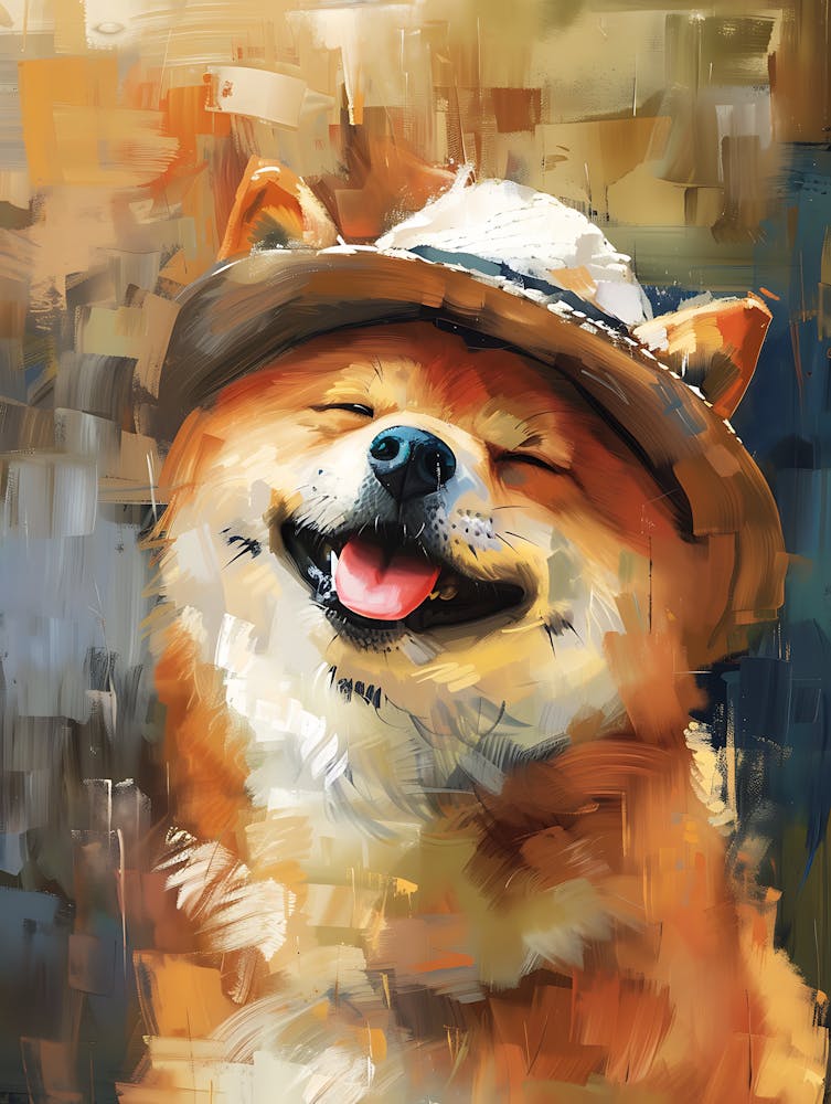 Oil Painting Smiling Shiba Inu 16