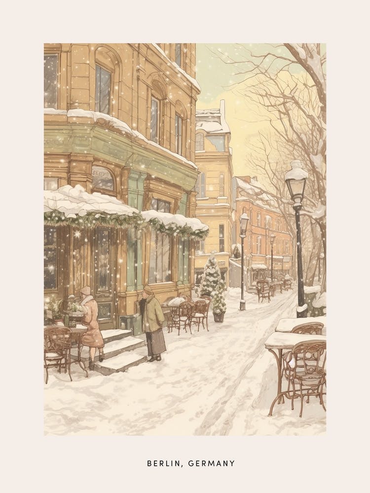 Vintage Winter Poster Berlin Germany 1