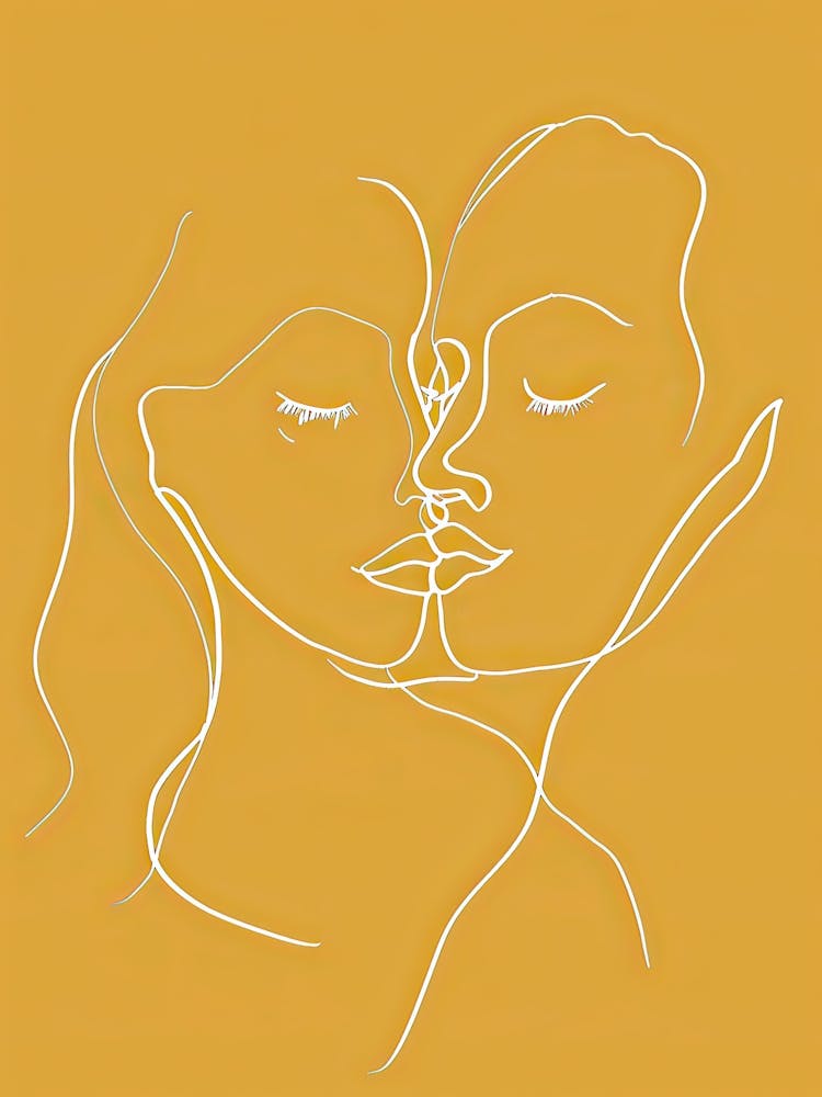 Simplicity Lines Woman Abstract In Yellow 4