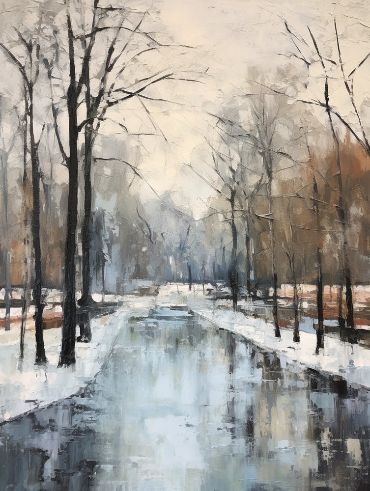 Winter City Park Painting Karlsaue Park Kassel 3