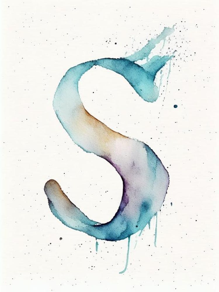 S  Letter, Alphabet Minimalist Watercolour 8