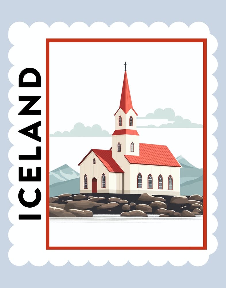Iceland 3 Travel Stamp Poster