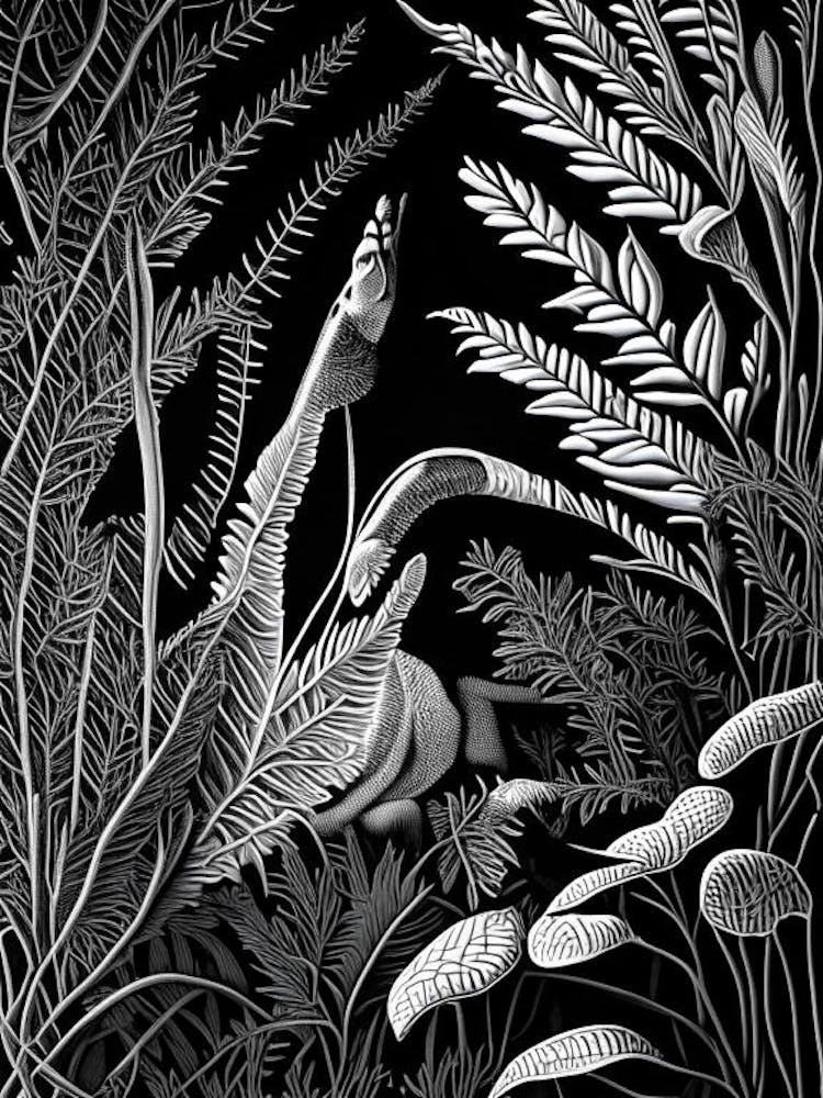 Hare S Foot Fern Linocut