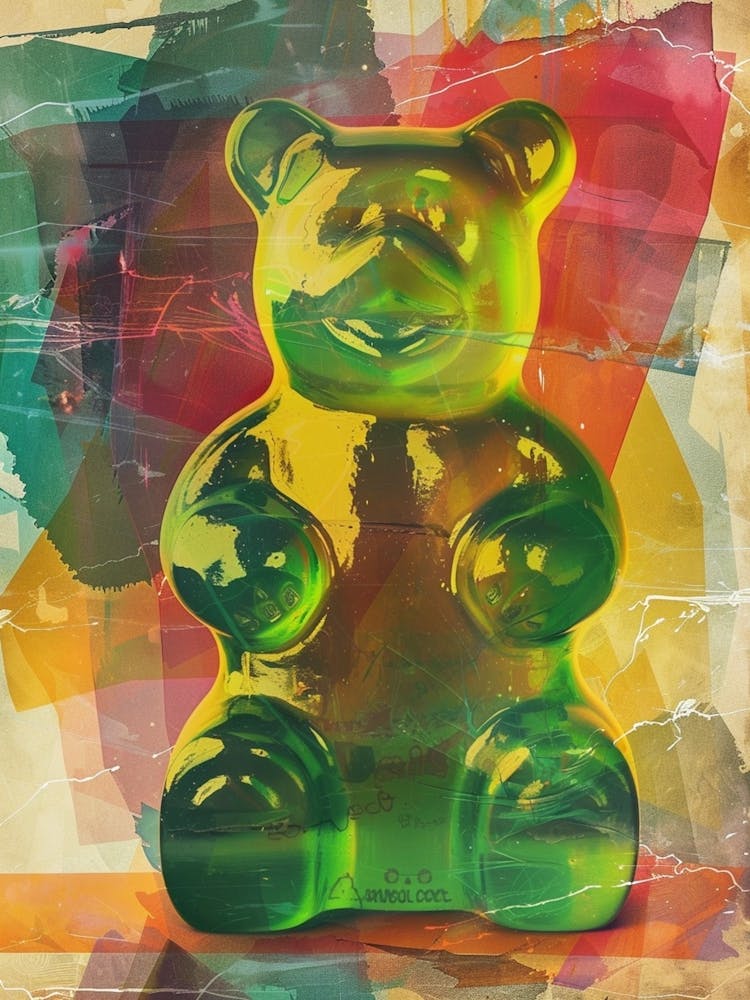 Green Gummy Bears Retro Collage 1