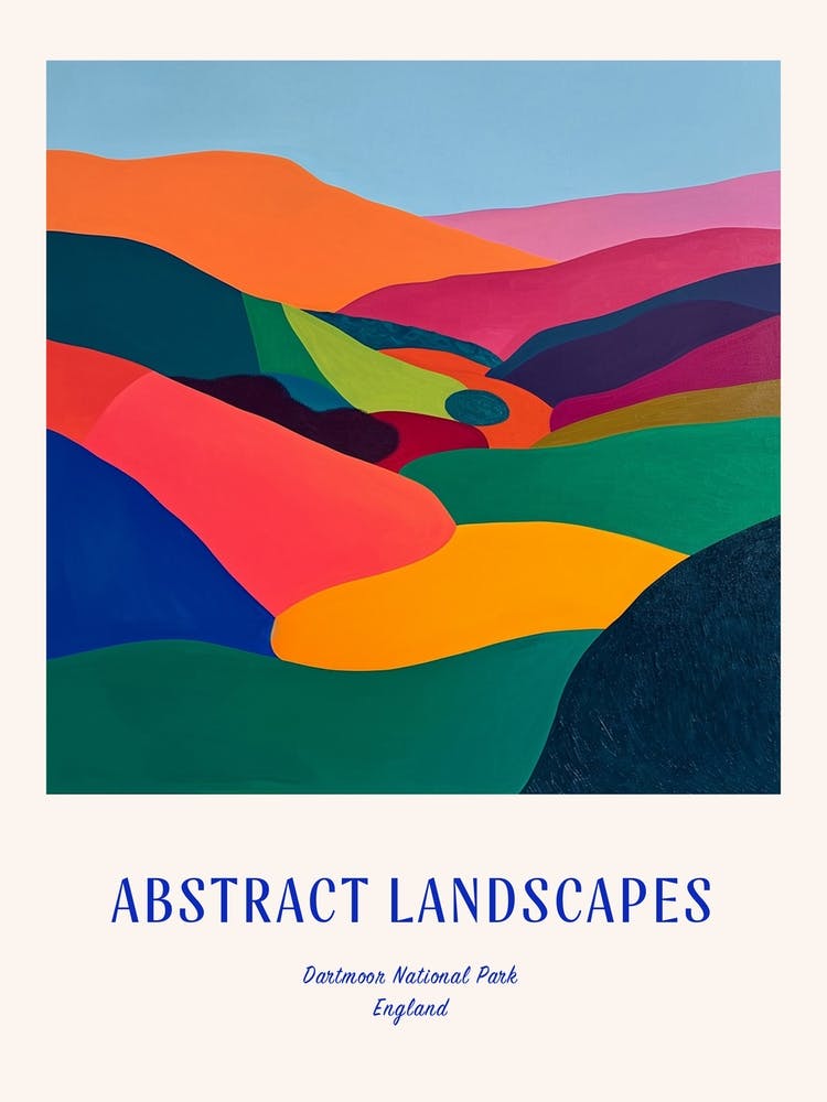 Colourful Abstract Dartmoor National Park England 2 Poster Blue