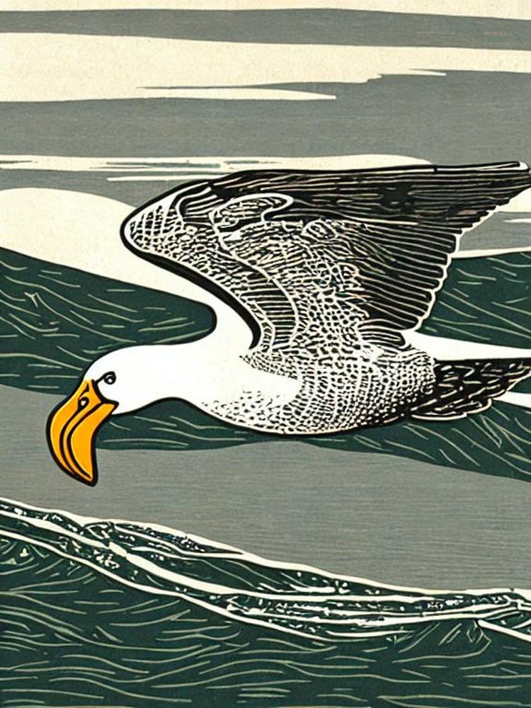Albatross Linocut Bird