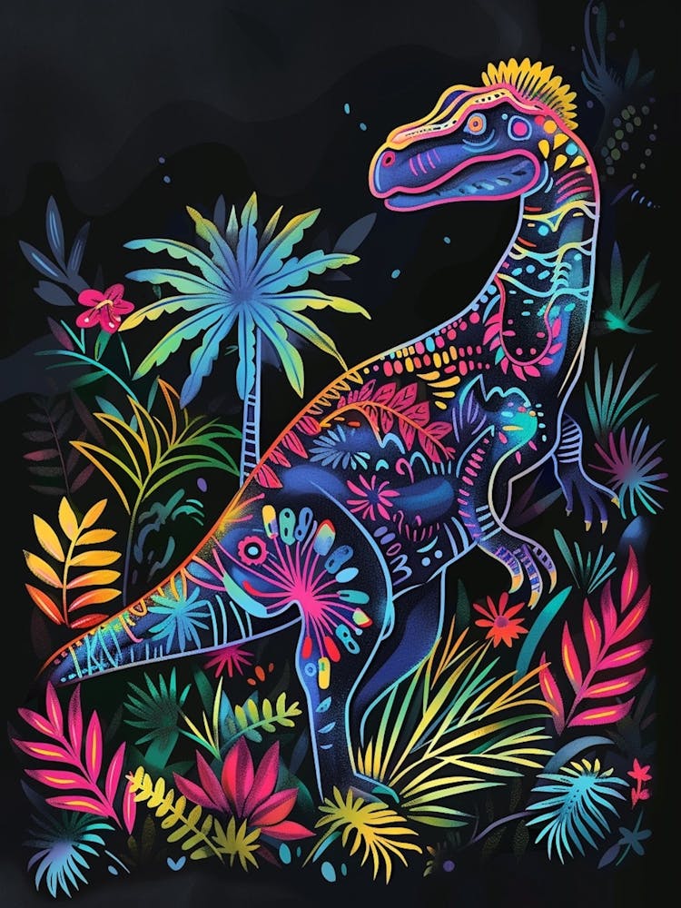 Neon Pattern Dinosaur