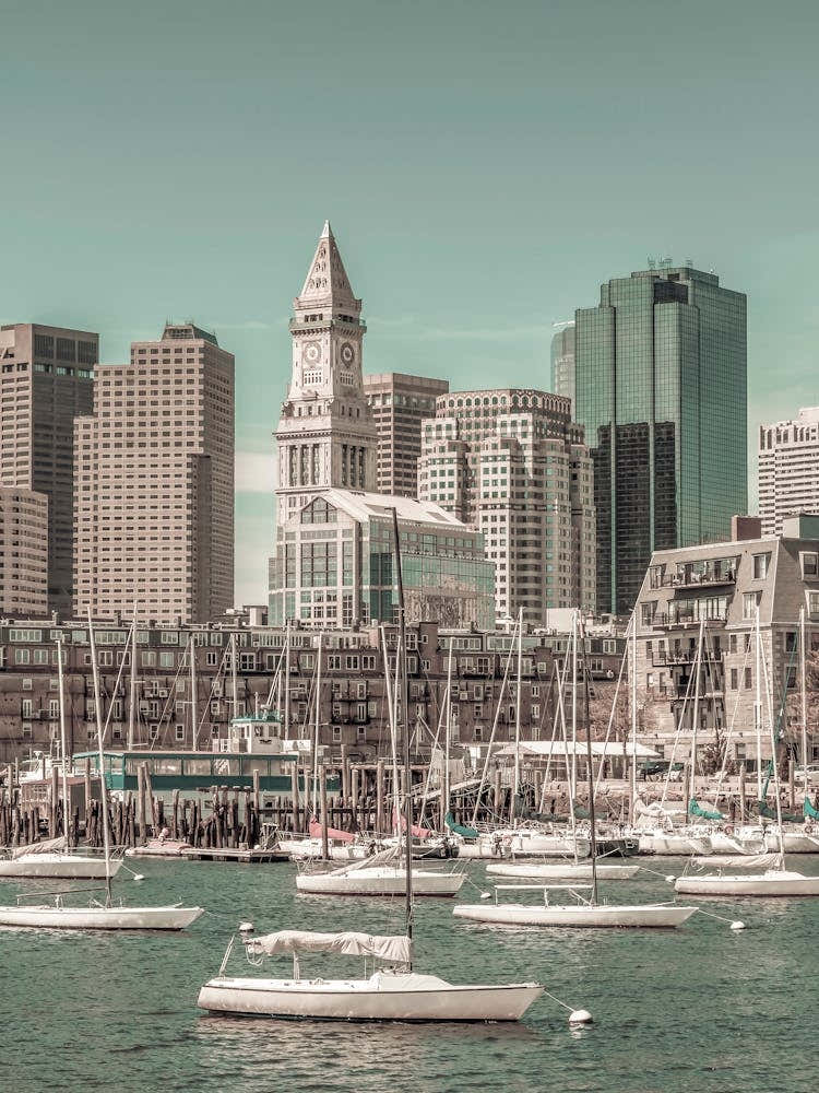 Boston Skyline Urban Vintage Style