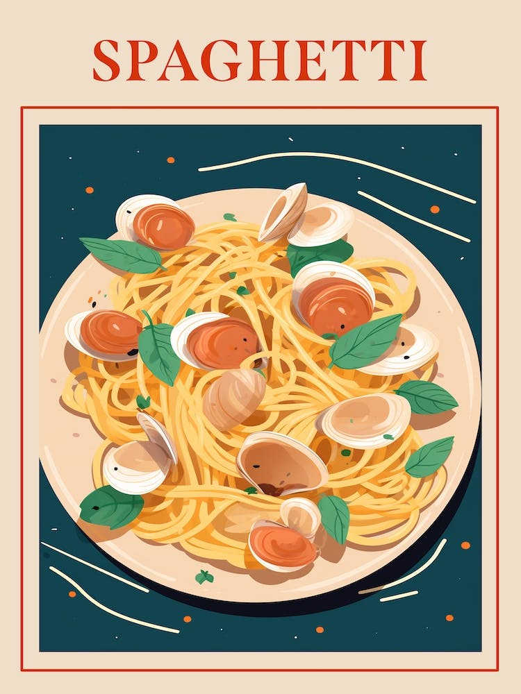 Spaghetti Alle Vongole Italienisches Pasta-Poster