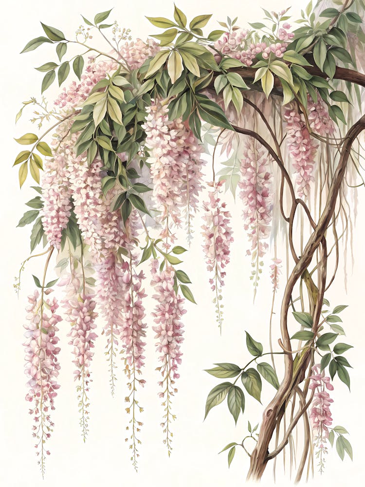 Oil Painting Style Line Drawing Of Hanging Floral