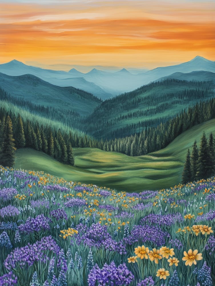 Wildflowers At Sunset