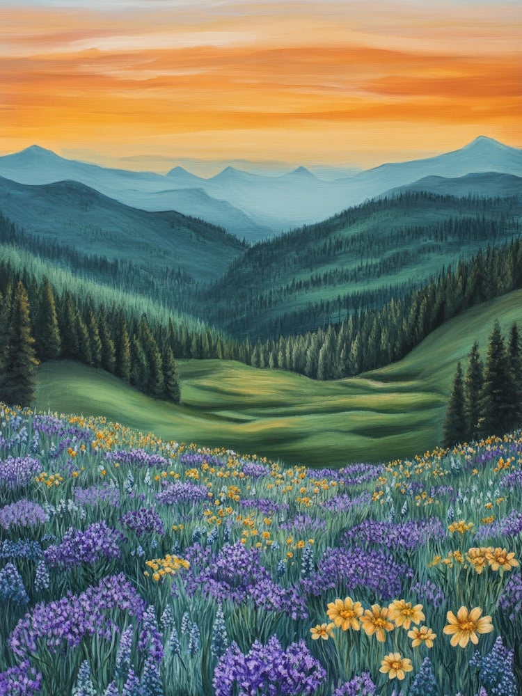 Wildflowers At Sunset