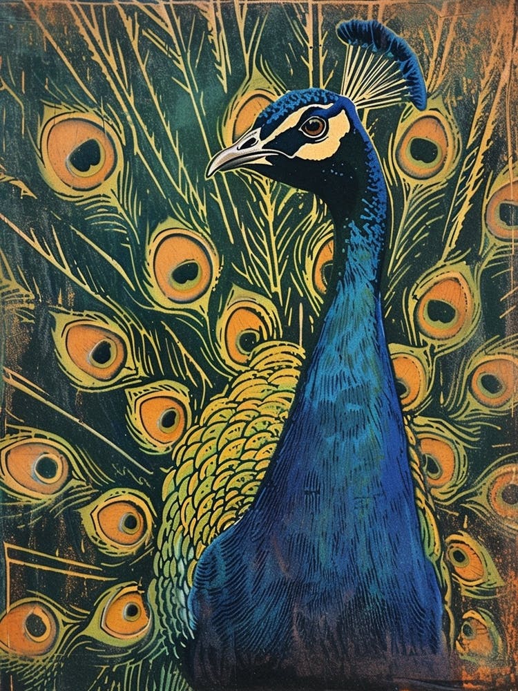 Blue Mustard Peacock Portrait