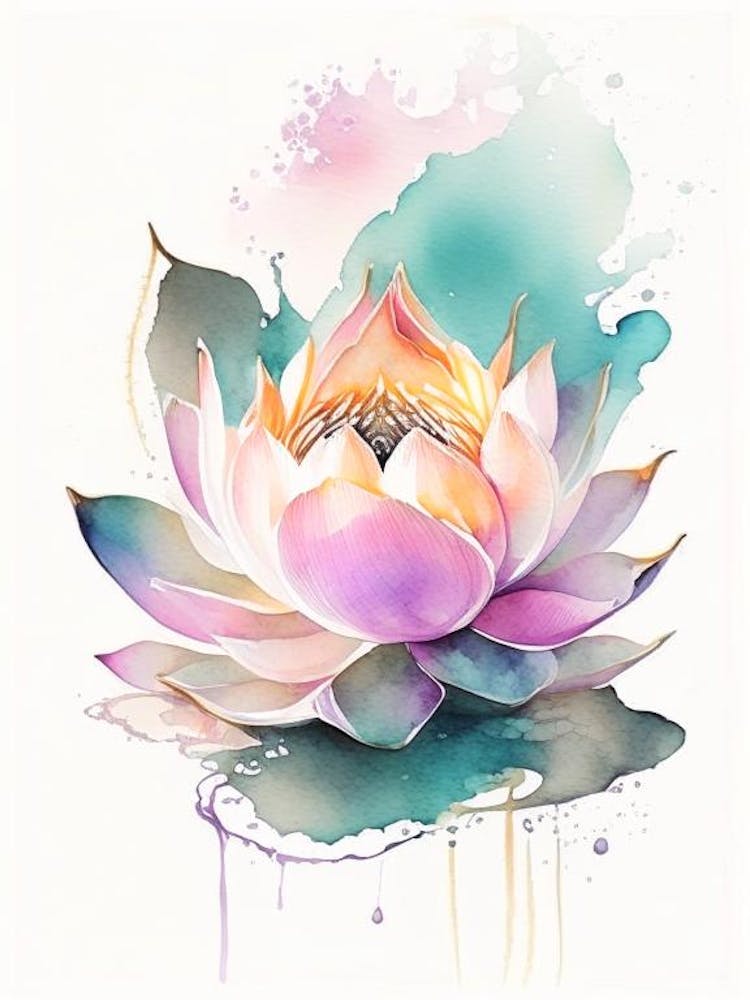 Lotus Flower, Buddhist Symbol Watercolour 5
