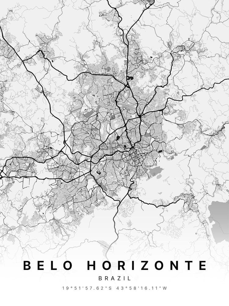 Belo Horizonte Brazil White Map