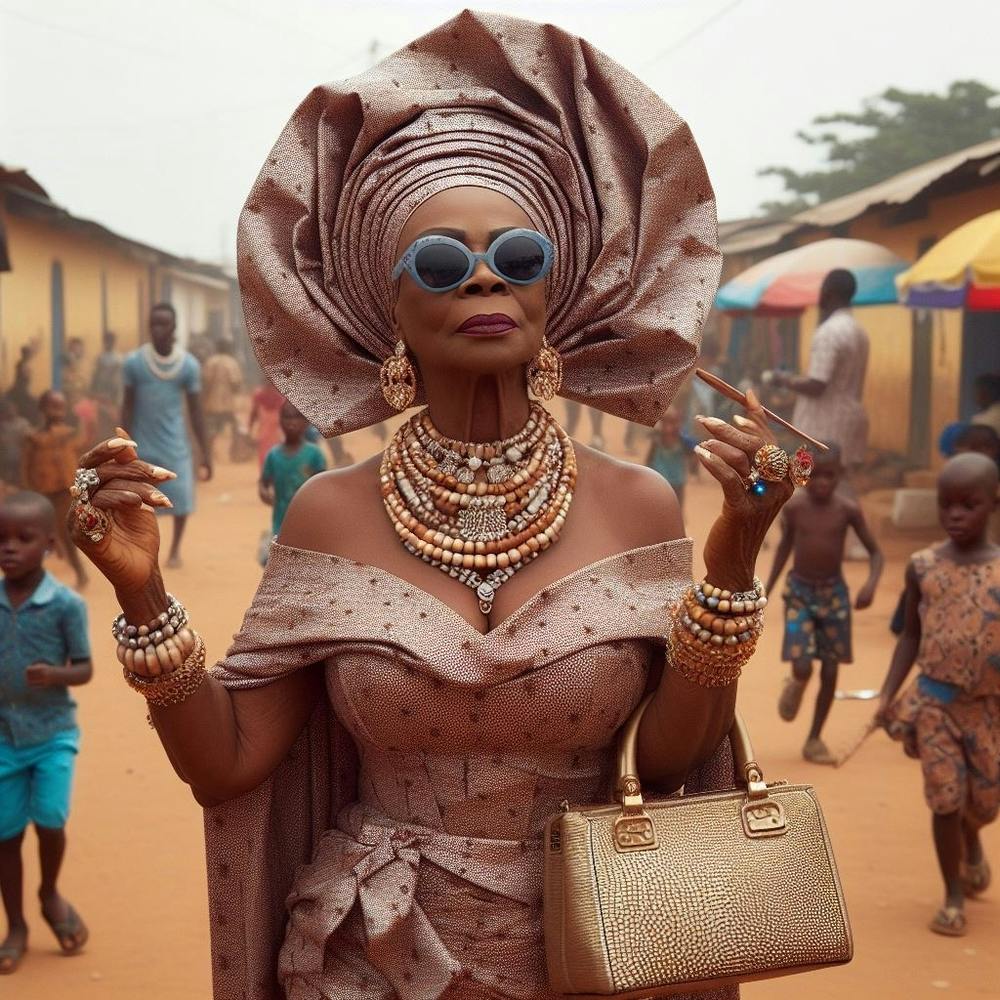 Woman in an African dress and Gele