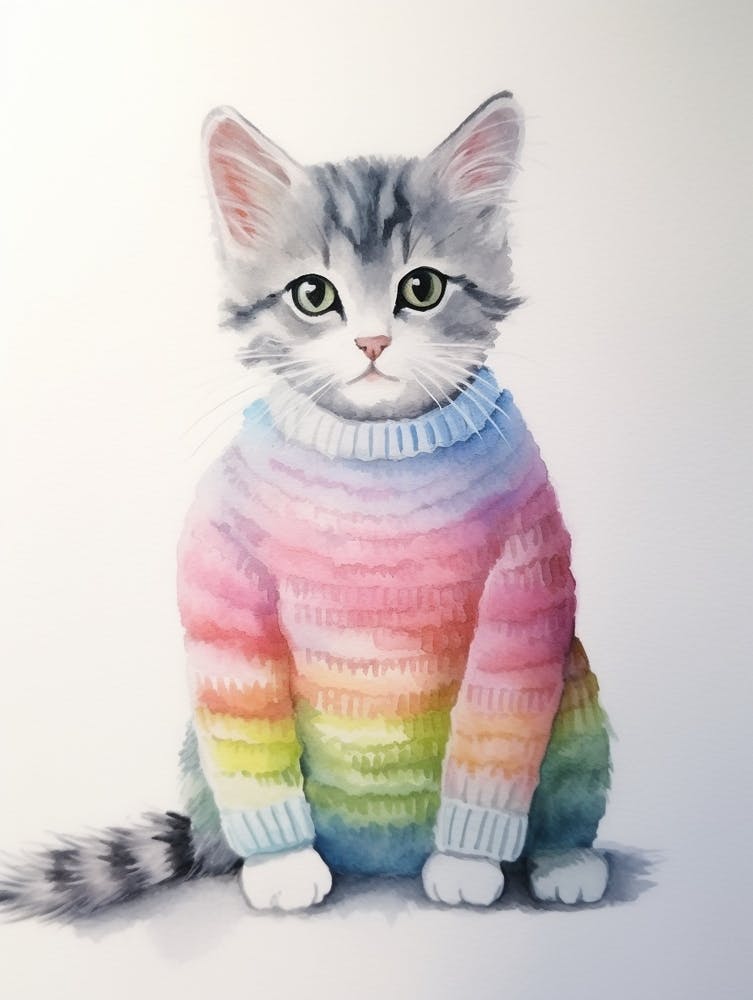Bébé Animal Chaton Aquarelle