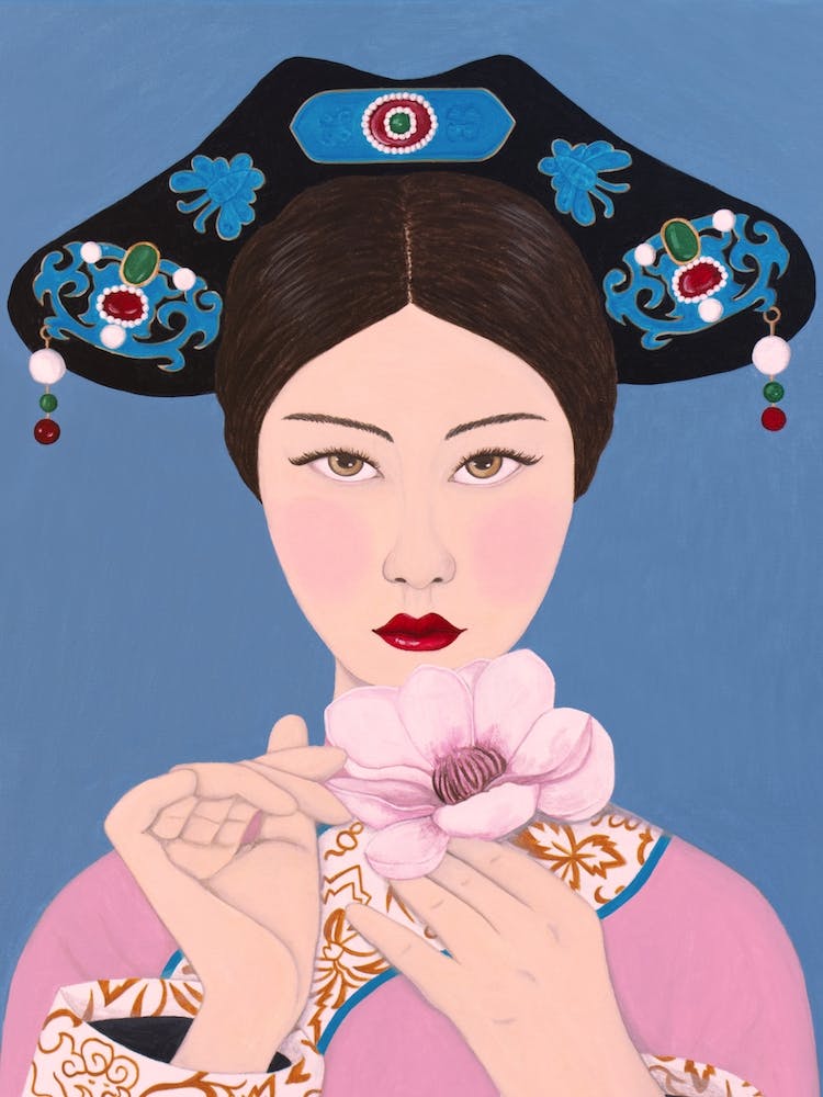 Chinese Woman Holding Flower