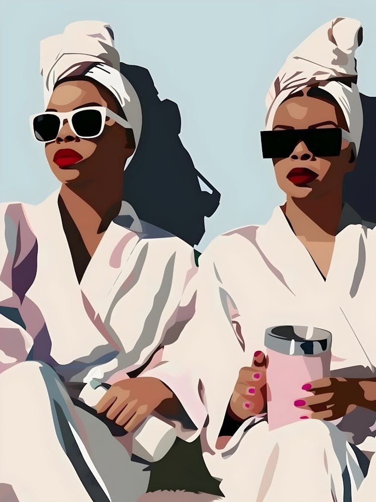 Two Women In Bathrobes