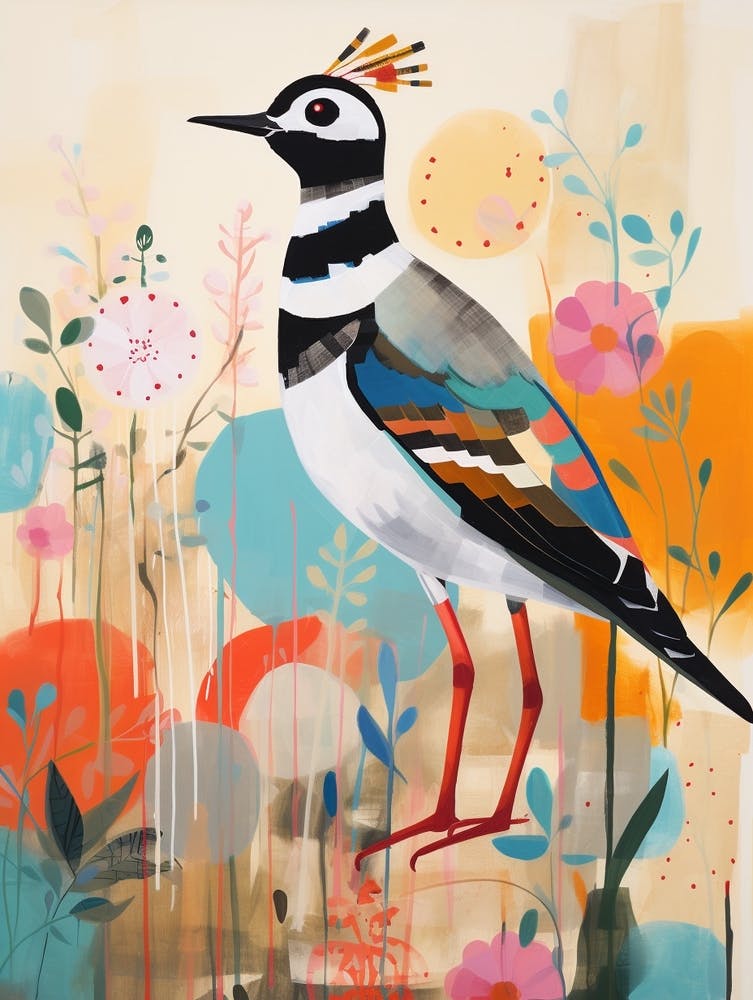 Bird Painting Collage Lapwing 3