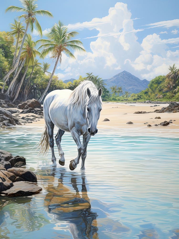 A Horse Oil Painting In Anse Cocos, Seychelles, Portrait 4