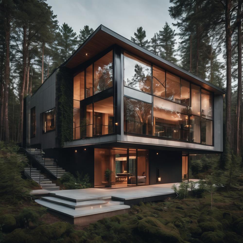 Architecture Moderne au Milieu d'une Forêt