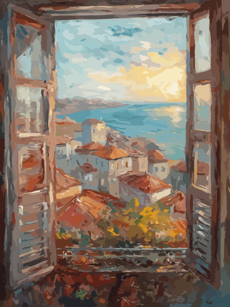 Window View Of Istanbul In The Style Of Impressionism 2