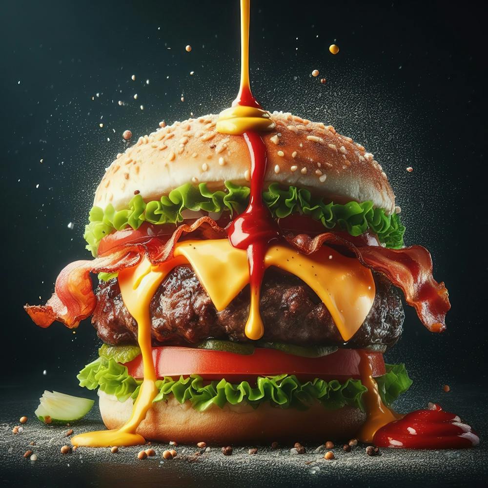 Burger With Splashing Sauce