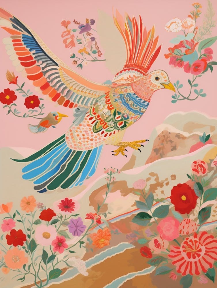 Maximalist Bird Painting Sparrow 3