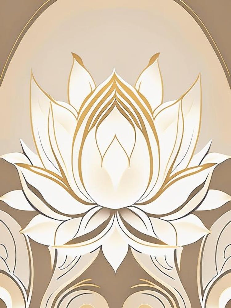 Lotus Flower Pattern Retro Minimal 1