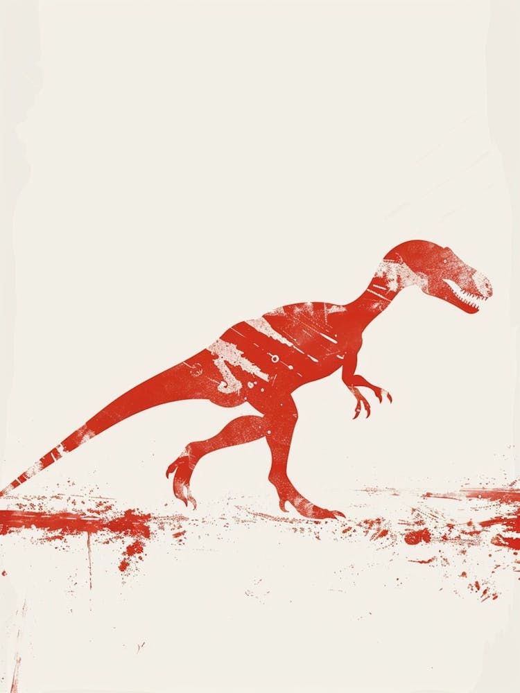 Allosaurus Dinosaur Red Silhouette