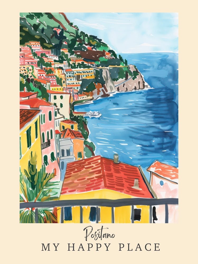 Mein Lieblingsort Positano 4 Reiseposter