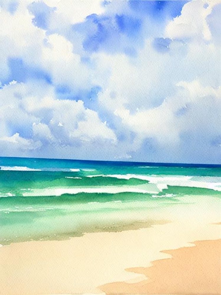 Flamenco Beach, Puerto Rico Watercolour