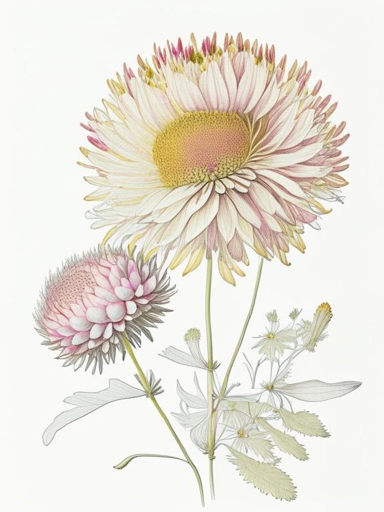 Chrysanthemen-Blumen Quentin Blake inspirierte Illustration 1 Blume