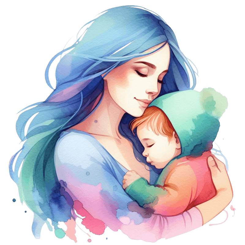 Mother And Child Watercolor Mothers Day 4