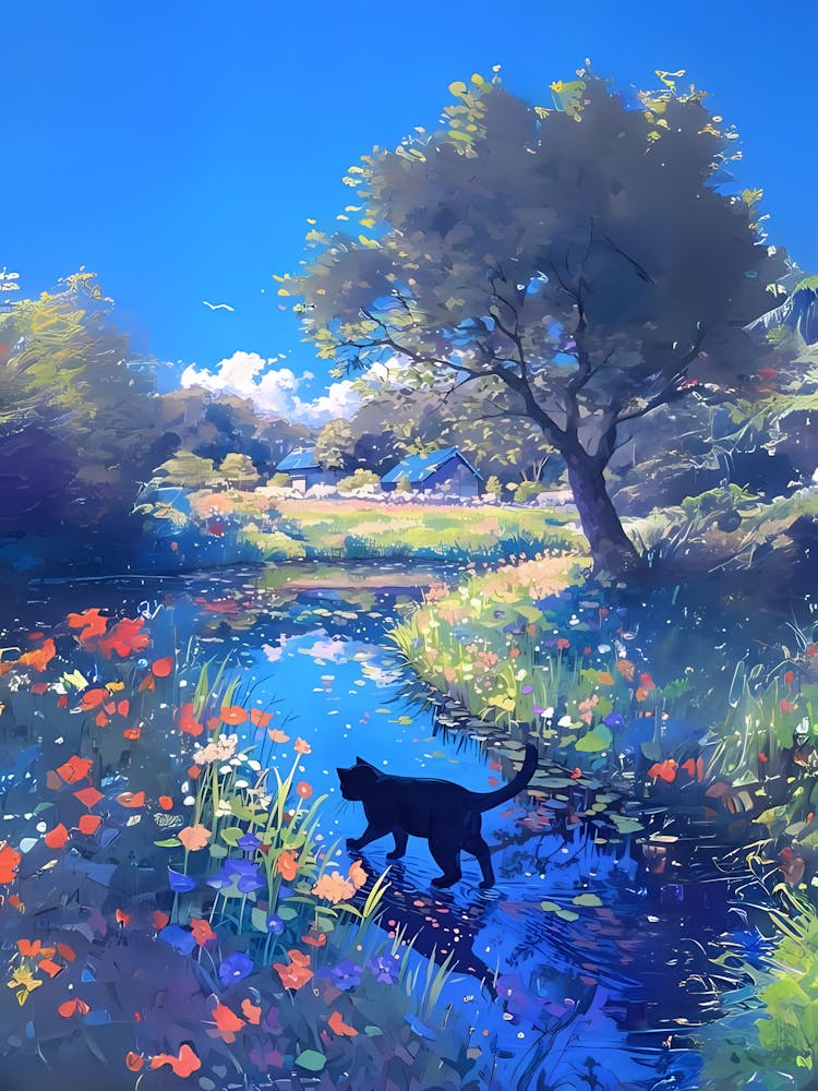 Cat By The Stream