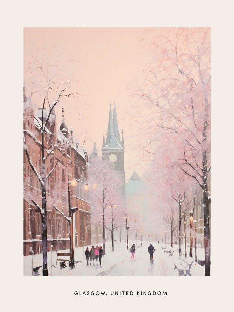 Dreamy Winter Painting Poster Glasgow United Kingdom 3
