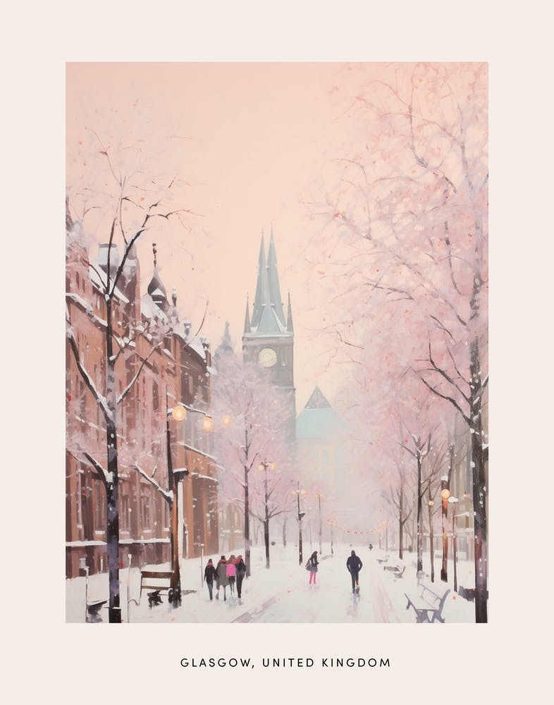 Dreamy Winter Painting Poster Glasgow United Kingdom 3
