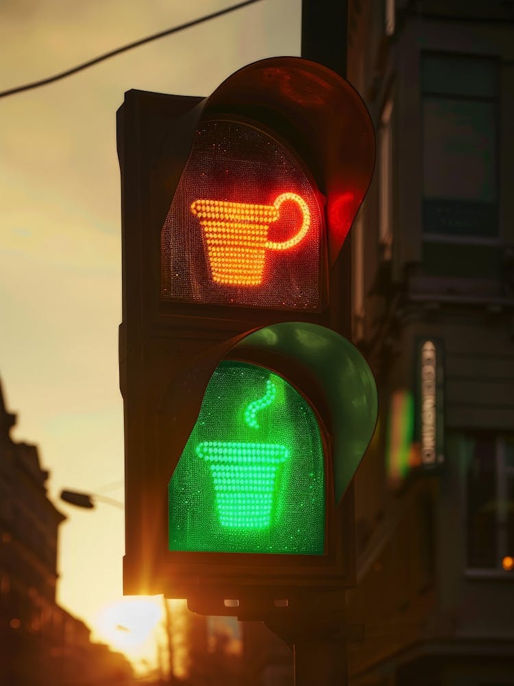 Traffic Light With Coffee Cup