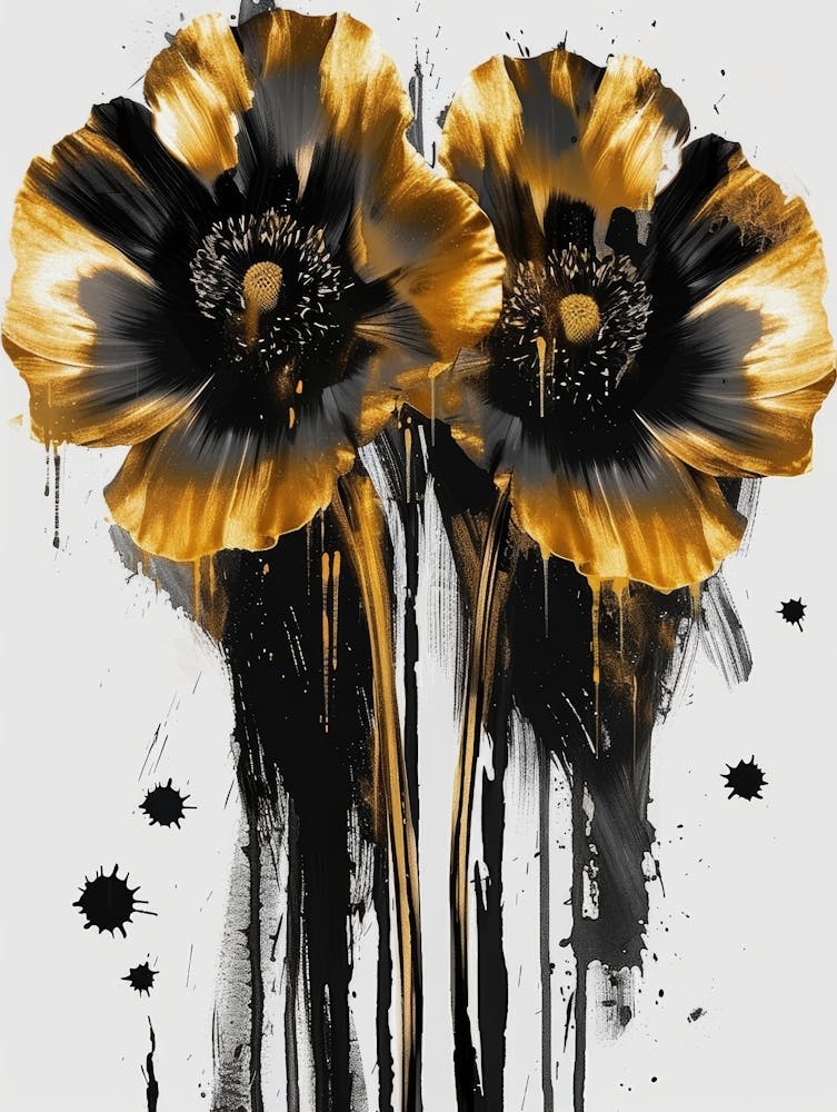 Two Black And Gold Flowers