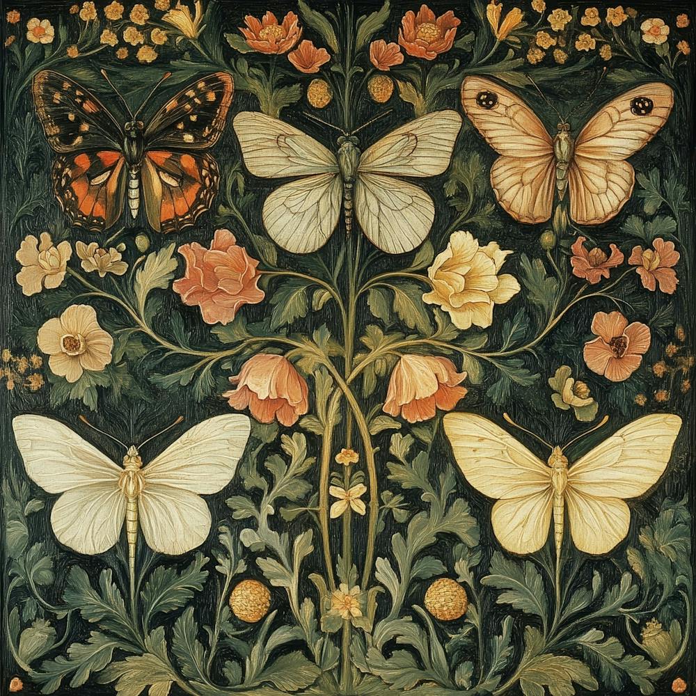 Butterflies And Flowers Art