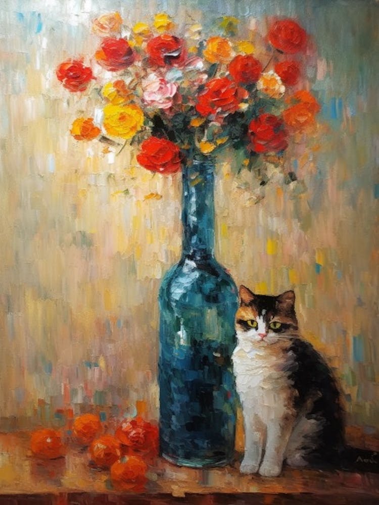 Glaïeuls avec un Chat 1