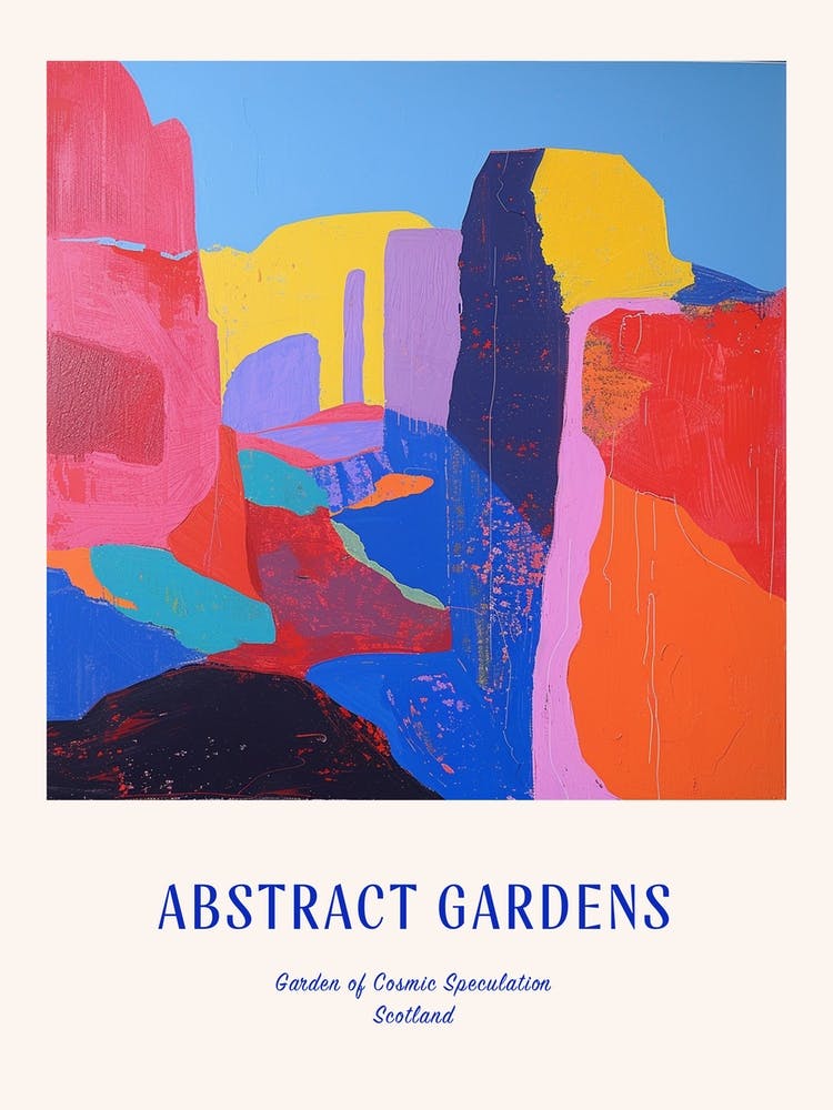 Colourful Gardens Garden Of Cosmic Speculation Scotland 2 Blue Poster