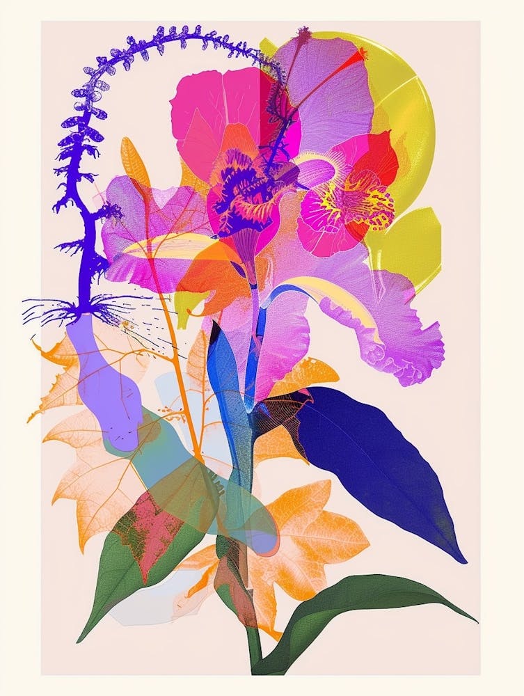 Everlasting Flower 2 Neon Flower Collage