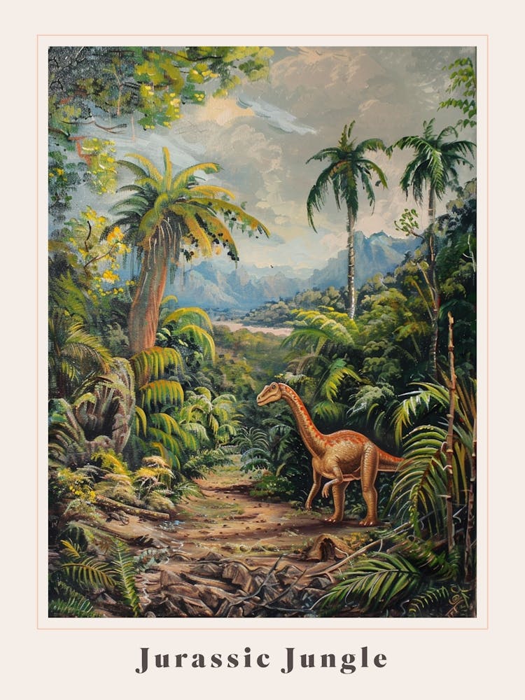 Dinosaur In The Jungle Painting 3 Poster