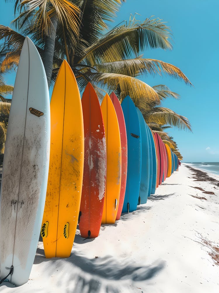 Colorful Surfboards On The Beach