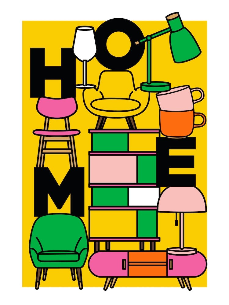 Colourful Retro Home Sweet Home Classic Furniture